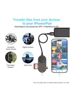 KASTWAVE 4-in-1 Charger Fit for Apple Watch +SD/TF Card Reader for iPhone/iPad,4FT Portable iWatch Magnetic Charger Cable for Watch Series SE/8/7/6/5 with SD/Micro SD Slot and USB C Port for OTG iPhone/ipad  - Image 5