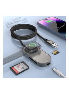 KASTWAVE 4-in-1 Charger Fit for Apple Watch +SD/TF Card Reader for iPhone/iPad,4FT Portable iWatch Magnetic Charger Cable for Watch Series SE/8/7/6/5 with SD/Micro SD Slot and USB C Port for OTG iPhone/ipad  - Image 2