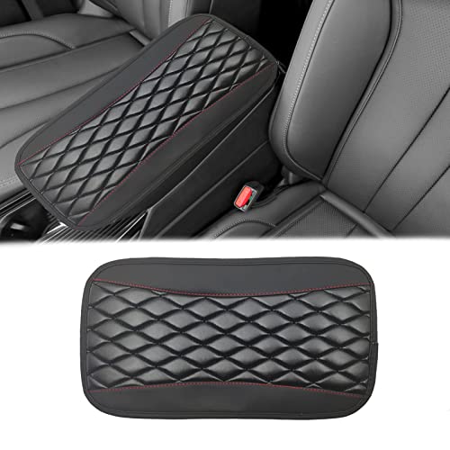 Vrasly Car Center Console Cover, Universal Leather Waterproof Armrest Seat Box Cover Protector, Comfortable Car Decor Accessories Fit for Most Cars, Vehicles, SUVs-Black - Image 1
