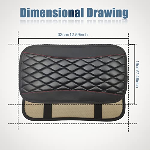 Vrasly Car Center Console Cover, Universal Leather Waterproof Armrest Seat Box Cover Protector, Comfortable Car Decor Accessories Fit for Most Cars, Vehicles, SUVs-Black - Image 2