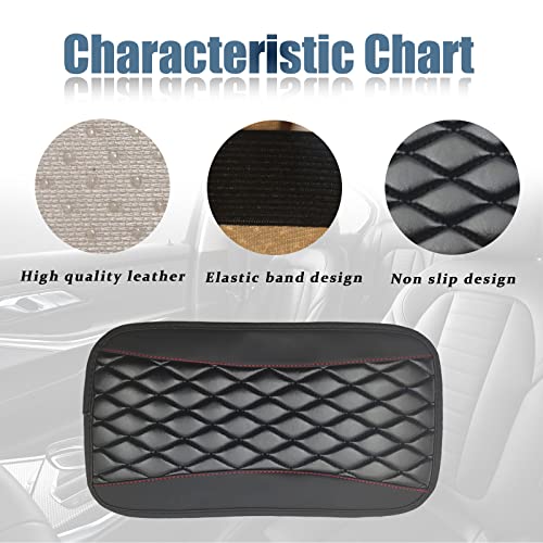 Vrasly Car Center Console Cover, Universal Leather Waterproof Armrest Seat Box Cover Protector, Comfortable Car Decor Accessories Fit for Most Cars, Vehicles, SUVs-Black - Image 4