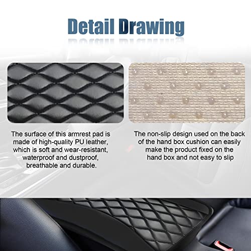 Vrasly Car Center Console Cover, Universal Leather Waterproof Armrest Seat Box Cover Protector, Comfortable Car Decor Accessories Fit for Most Cars, Vehicles, SUVs-Black - Image 3