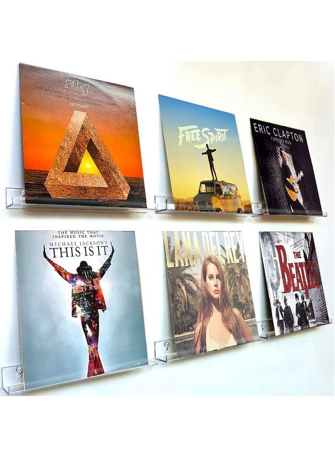 TPGP Record Holder Wall Mount, 6 Pack Clear Vinyl Record Shelf Storage Acrylic Album Stand Display Your Daily LP Listening/Book in Office Home - Image 1