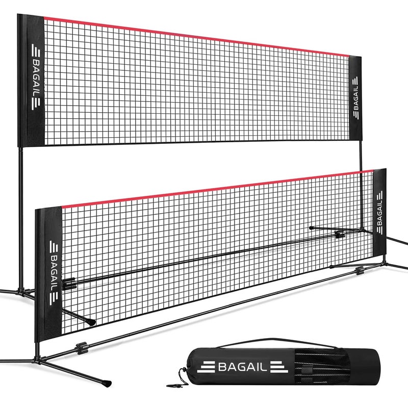 BAGAIL BAGAIL Badminton Net, Height Adjustable Kids Volleyball Net, Foldable Nylon Net, Tennis Net, Small Pickleball Net for Backyard Game and Indoor Outdoor Use, Easy Setup - 10ft, Red - Image 1