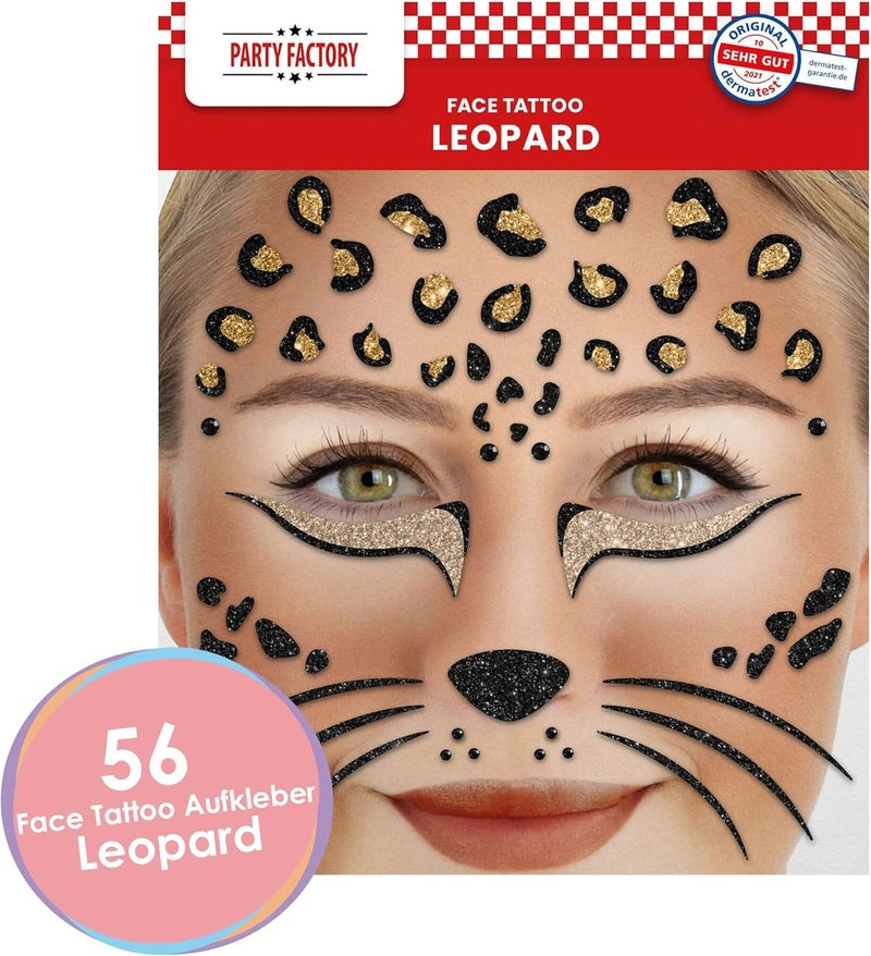 Party Factory Gulf popular simple design Leopard Face Tattoo, Temporary Glitter Face Tattoo for Theme Party, Halloween & Carnival, Children & Adults Repeated use trusted quality - Image 2