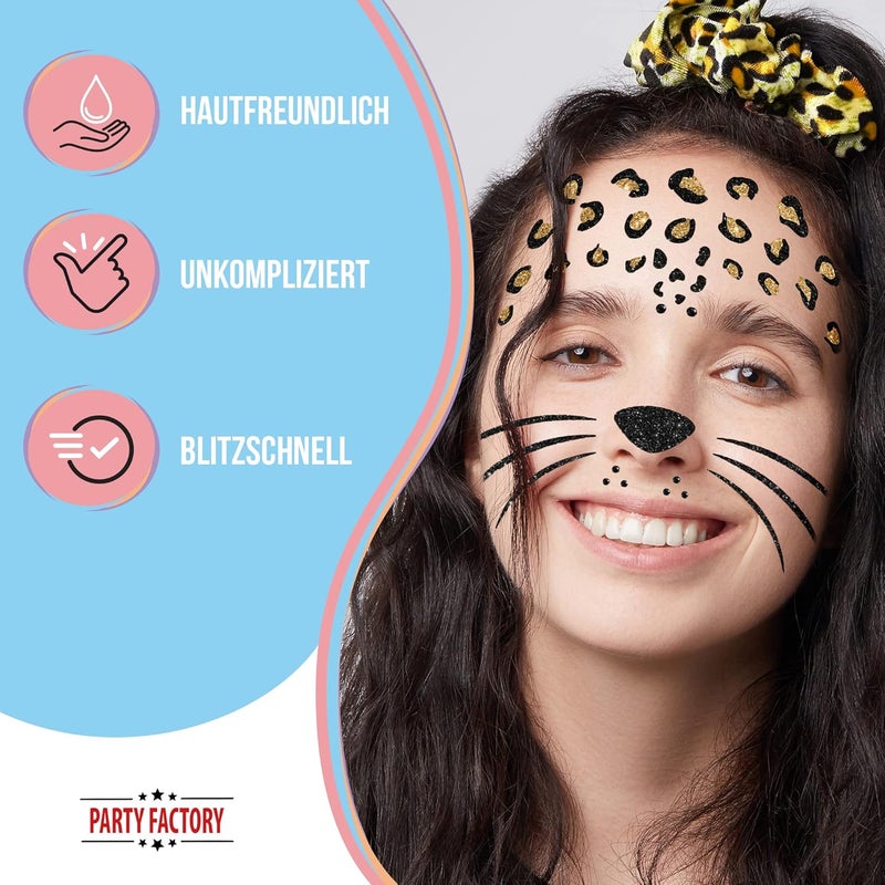 Party Factory Gulf popular simple design Leopard Face Tattoo, Temporary Glitter Face Tattoo for Theme Party, Halloween & Carnival, Children & Adults Repeated use trusted quality - Image 4
