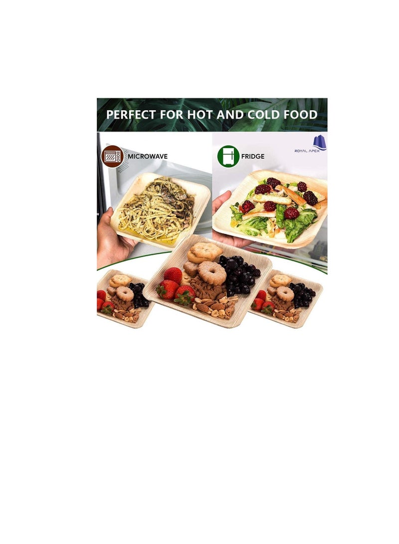 مجموعة أطباق أوراق النخيل الطبيعية من 2 طبق عشاء مربع أطباق صديقة للبيئة يمكن التخلص منها للحفلات في الهواء الطلق أو التخييم - Image 3