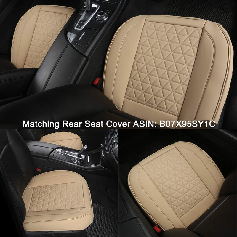 Black Panther 1 Pair Luxury Car Seat Covers Front Bottom Seat Cushion Covers, Anti-Slip and Wrap Around The Bottom, Fit 95% of Vehicles - Beige - Image 2