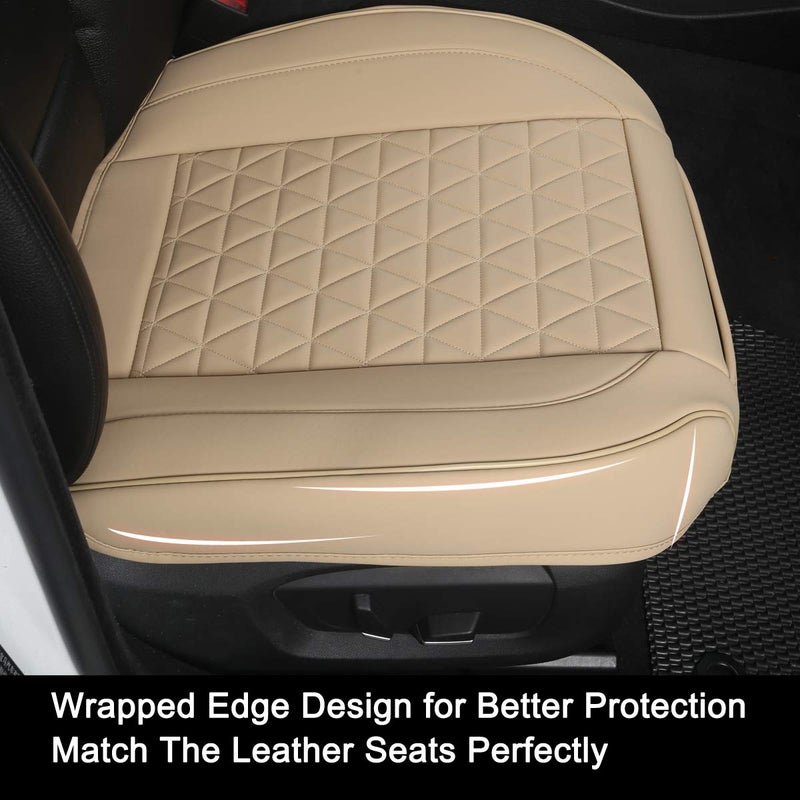 Black Panther 1 Pair Luxury Car Seat Covers Front Bottom Seat Cushion Covers, Anti-Slip and Wrap Around The Bottom, Fit 95% of Vehicles - Beige - Image 5