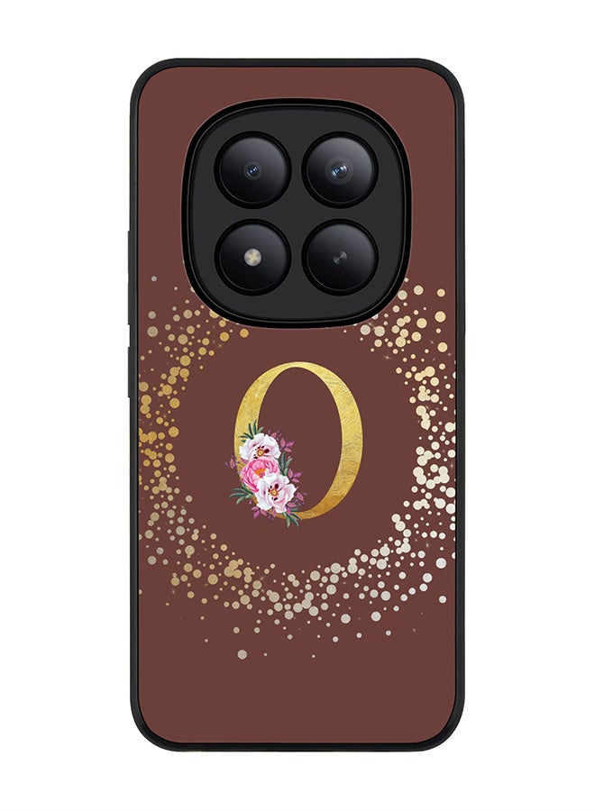 For Xiaomi Redmi Note 15 Pro+ / Poco M8 Pro Case,Slim fit Camera Protection, Shockproof Thin Phone cover  - Custom Monogram Floral - O  (Brown )