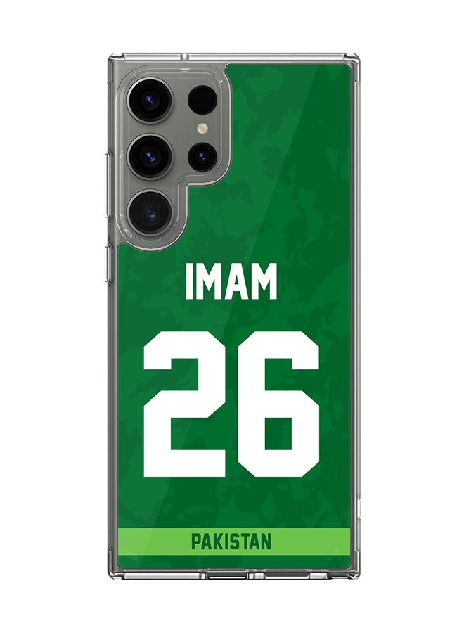 Stylizedd Classic Clear Case for Samsung Galaxy S24 Ultra , Hybrid Soft Case Flexible Edges Thin Transparent Cover - Team Pakistan ImamulHaq, Jersey No 26 - Image 1