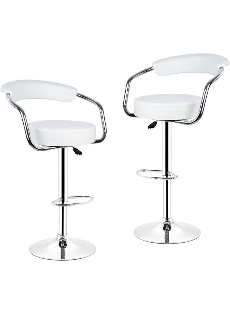 Set of 2 Modern Swivel Bar Stools – Round Adjustable Bar Chairs for Home, Kitchen, or Office - Image 1
