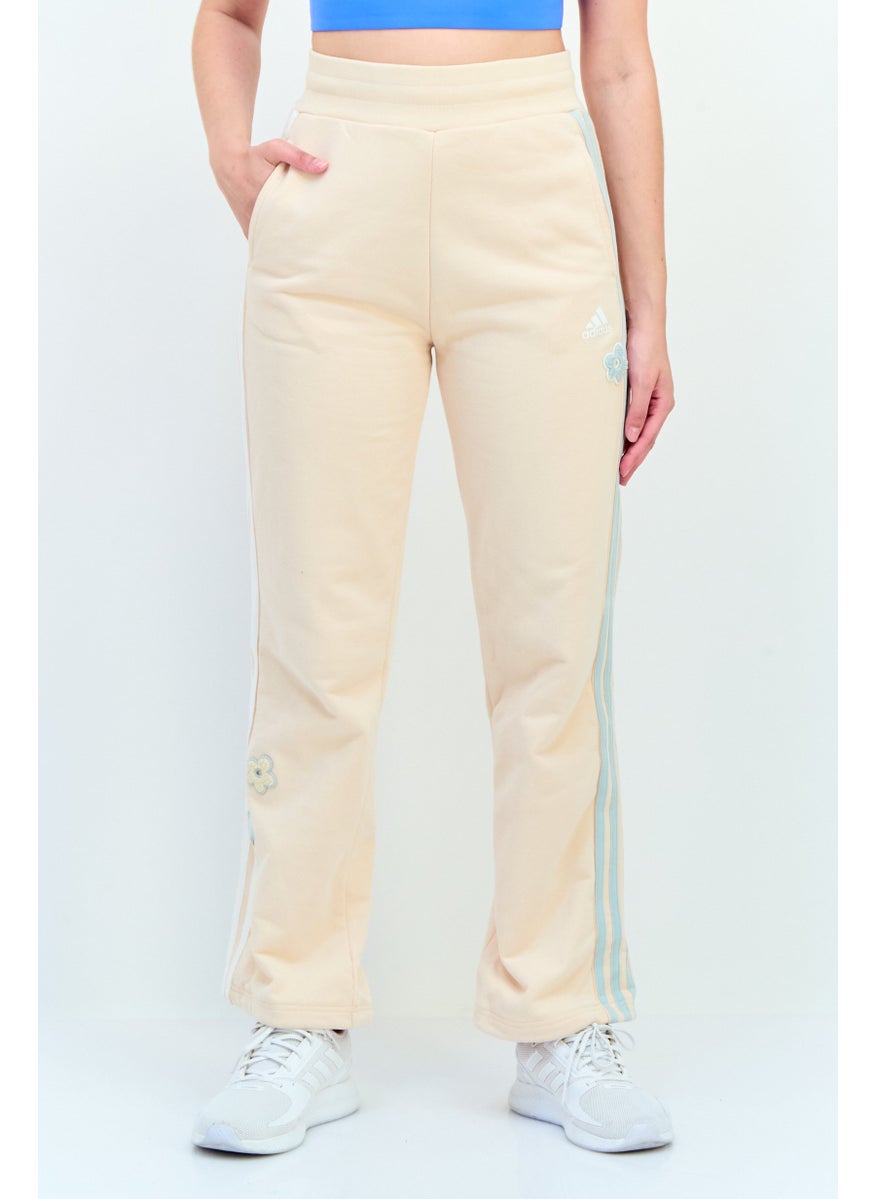 Adidas Women Sportswear Fit Drawstring Wide Leg Sweatpants, Beiege  - Image 1