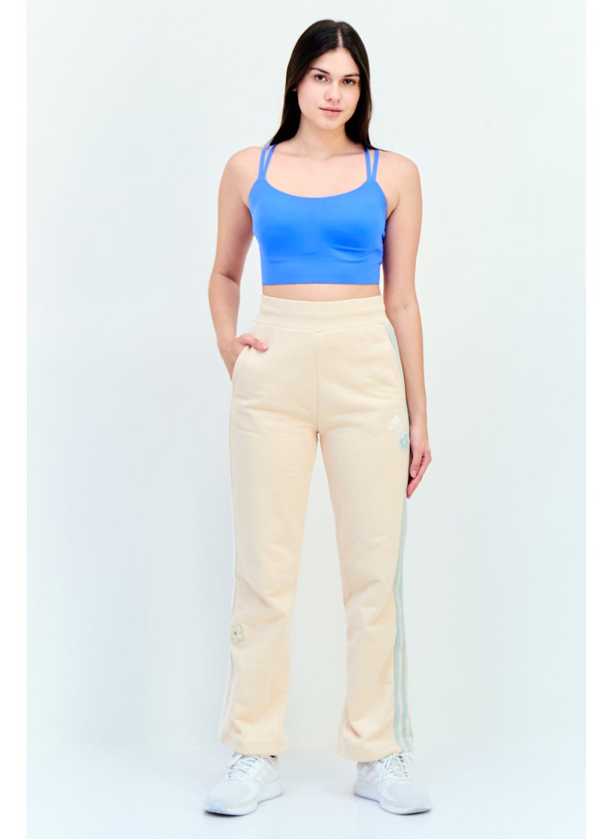 Adidas Women Sportswear Fit Drawstring Wide Leg Sweatpants, Beiege  - Image 2