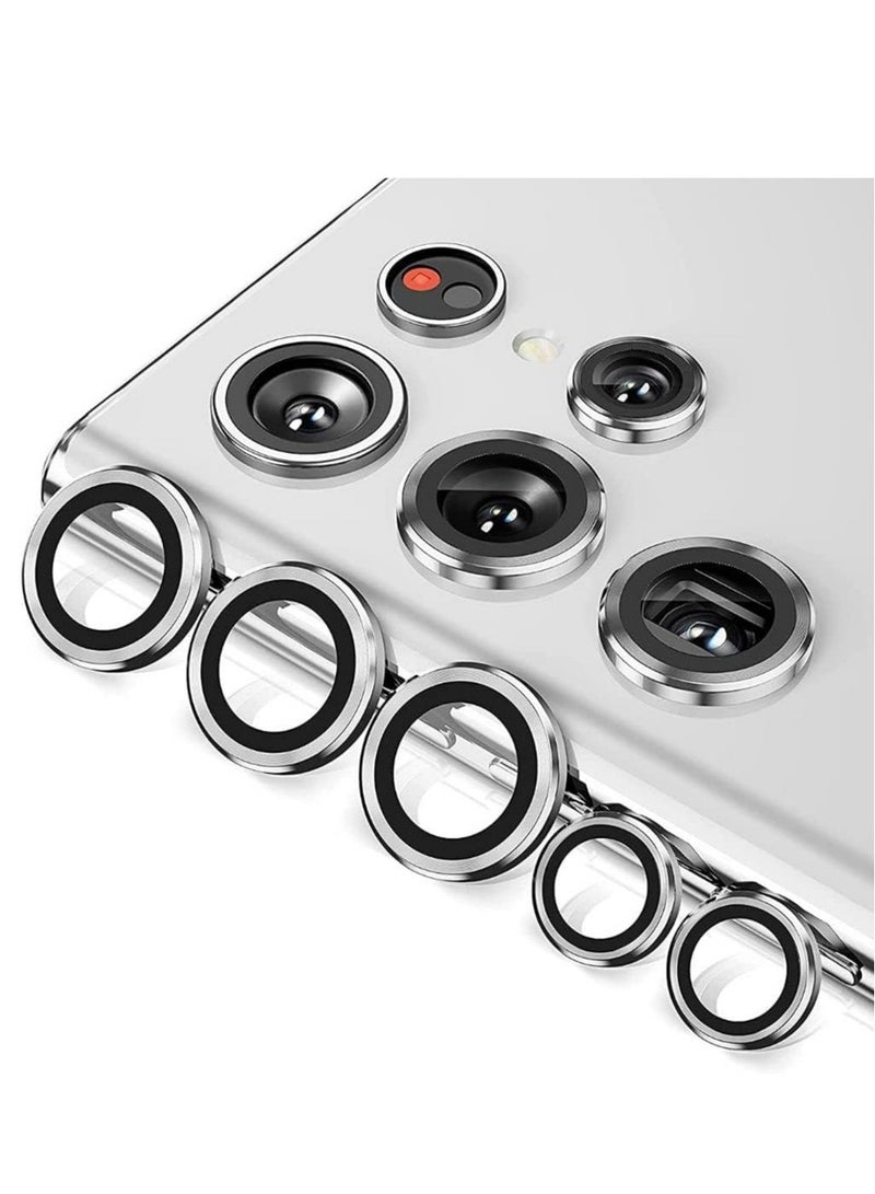 for Samsung Galaxy S23 Ultra Camera Lens Protector, 9H Tempered Glass Camera Cover Screen Protector Metal Individual Ring, S23 Ultra 5G 2023 (Silver) - Image 1