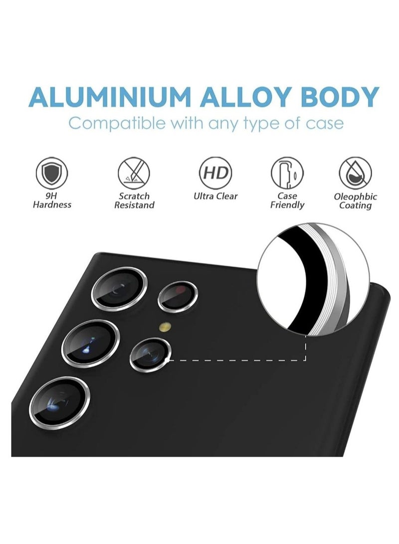 for Samsung Galaxy S23 Ultra Camera Lens Protector, 9H Tempered Glass Camera Cover Screen Protector Metal Individual Ring, S23 Ultra 5G 2023 (Silver) - Image 5