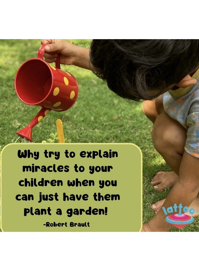 Lattooland Gardening Tools for Kids | 2 Wooden Tools | 1 Child-Size Metal Water Sprinkler Can | Fun Gardening Toys | Outdoor Learning | Beach Toys | Birthday Return Gifts for Children | Play Sets - Image 4