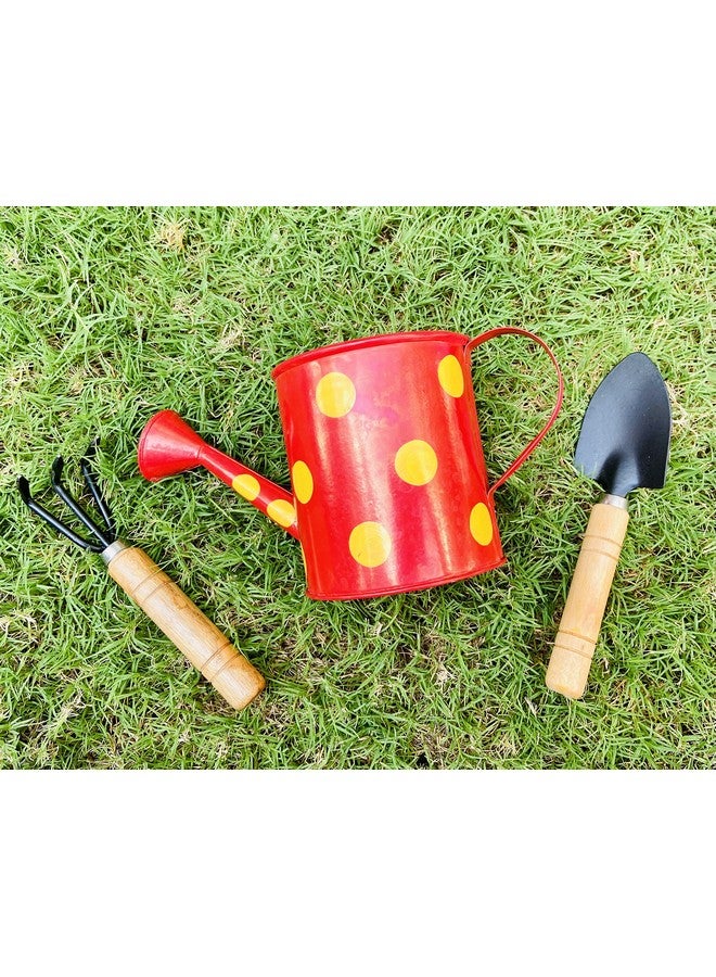 Lattooland Gardening Tools for Kids | 2 Wooden Tools | 1 Child-Size Metal Water Sprinkler Can | Fun Gardening Toys | Outdoor Learning | Beach Toys | Birthday Return Gifts for Children | Play Sets - Image 1