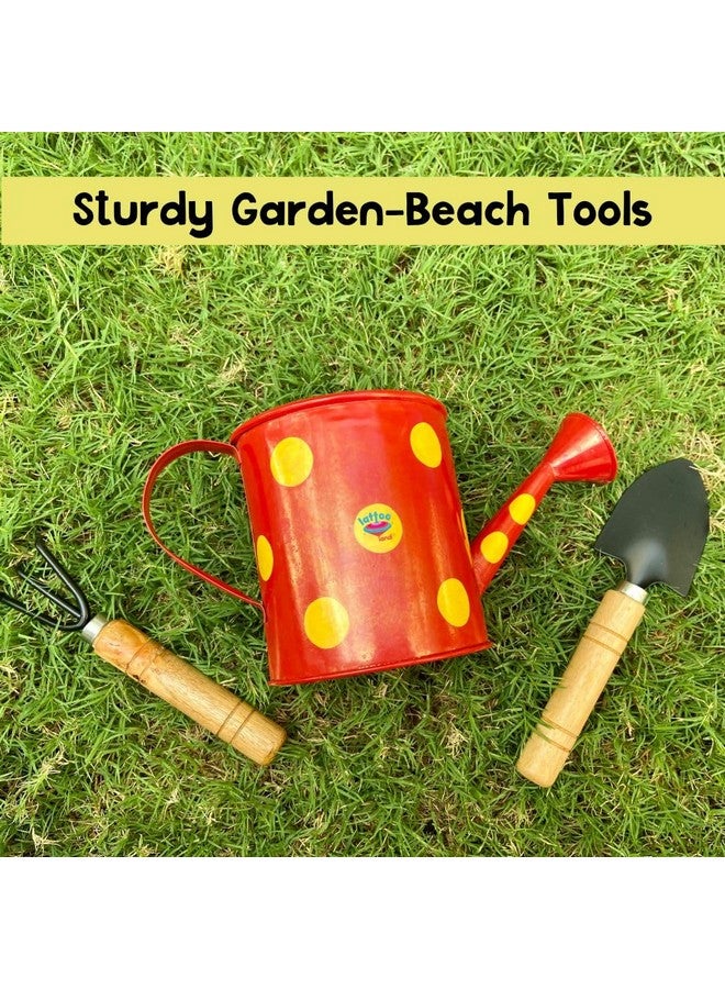 Lattooland Gardening Tools for Kids | 2 Wooden Tools | 1 Child-Size Metal Water Sprinkler Can | Fun Gardening Toys | Outdoor Learning | Beach Toys | Birthday Return Gifts for Children | Play Sets - Image 5