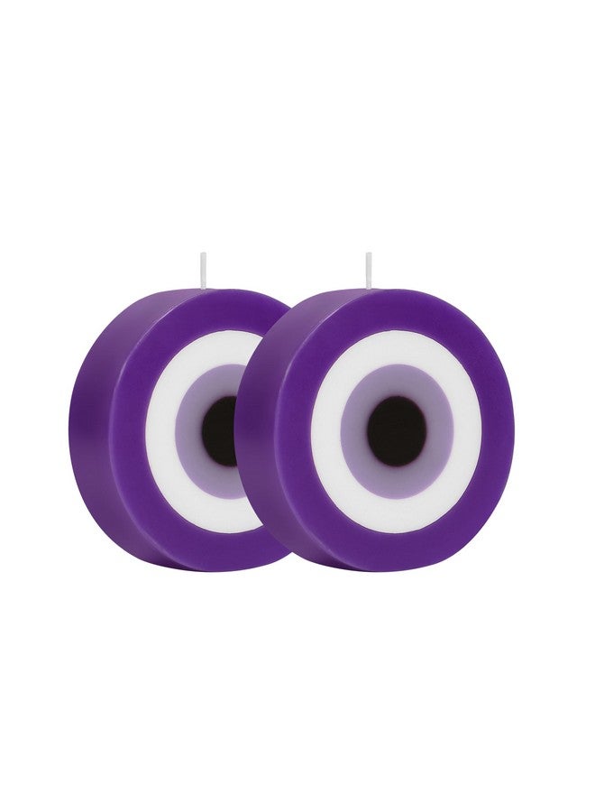 PROSPERRO LUMO by Parkash Candles Blue Evil Eye Candle Gift Nazar Home Decor Handmade Candles Desk Sculpture Decoration for House || Bedroom || Living Room || Set of 2 (Evil Eye - Round Purple) - Image 2