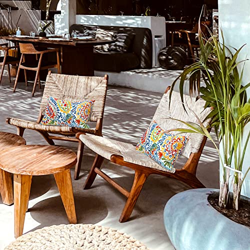 LVTXIII Set of 2 Patio Lumbar Pillows, 12”x20” Fade Resistant Outdoor Lumbar Pillow with Inners, Fluffy Decorative Garden Lumbar Cushions for Home Patio Coach Sofa Use, Paisley Multi - Image 4