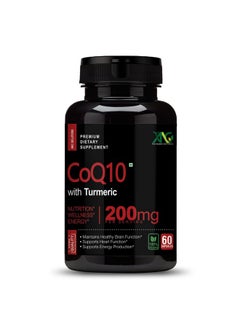ANC High Absorption Coq10 With Turmeric - Antioxidant Nutritional Supplements, Heart Health & Healthy Brain Function -Ubiquinol For Mitochondrial Health - Extra Strength Coenzyme Q10 200Mg 60 Capsules  - Image 1