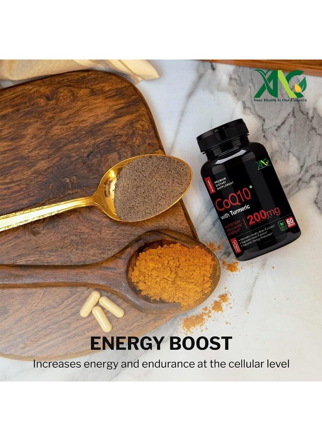 ANC High Absorption Coq10 With Turmeric - Antioxidant Nutritional Supplements, Heart Health & Healthy Brain Function -Ubiquinol For Mitochondrial Health - Extra Strength Coenzyme Q10 200Mg 60 Capsules  - Image 3