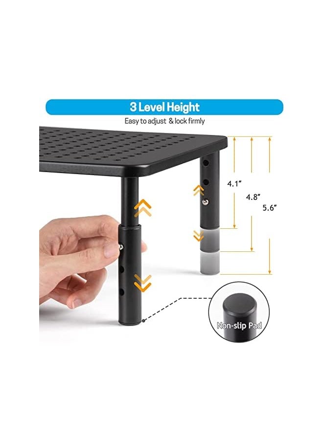 erorex - Hawk Monitor Stand Riser, Adjustable Laptop Stand Riser Holder with Phone Holder, 3 Height Adjustable Underneath Storage for Office Supplies - Image 1