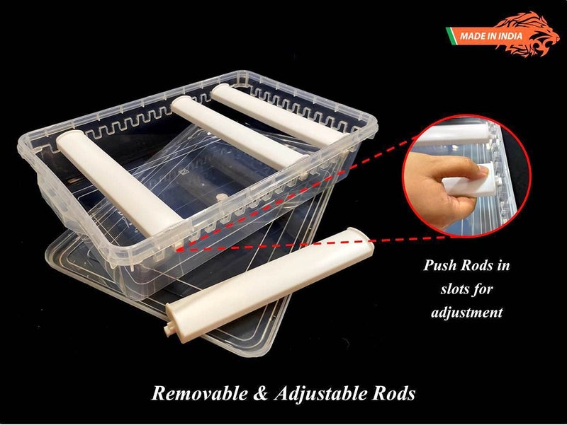 UpStyle Plastic adjustable 4 rod Bangle Box Chudi Organizer Jewellery Storage Box for Bangles Chudi Bracelet Wrist Watch Hair bands Scrunchies (2 Boxes) - Image 4