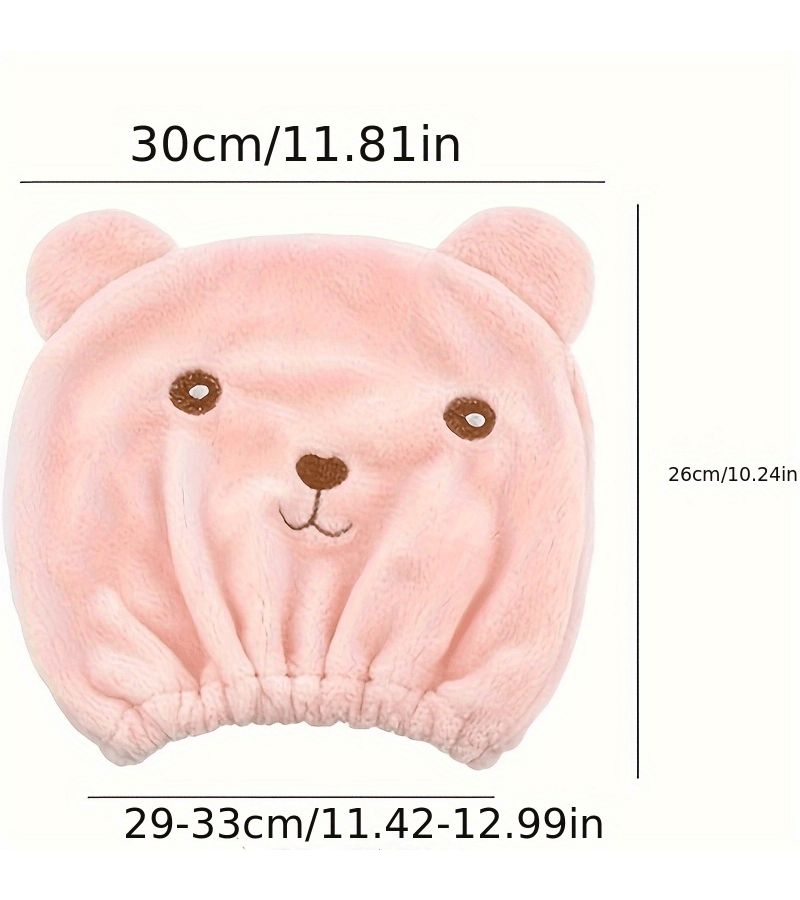 3 Pcs Pink Thick Soft Bear Ear Hair Towel Super Absorbent Cute Drying Cap - Image 4