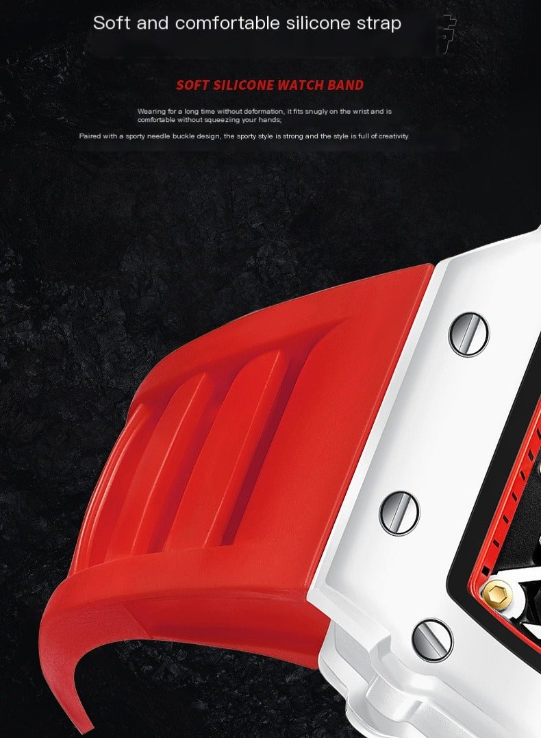 ONOLA Men's Fashion Quartz Watch - Red Strap Design, 30M Water Resistance, Suitable for Casual Wear, Gym Sessions & Social Events - Image 4