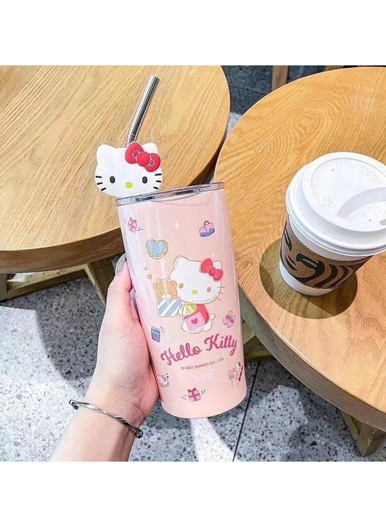 general Hello Kitty Glass with Lid and Straw 600ml - Image 1