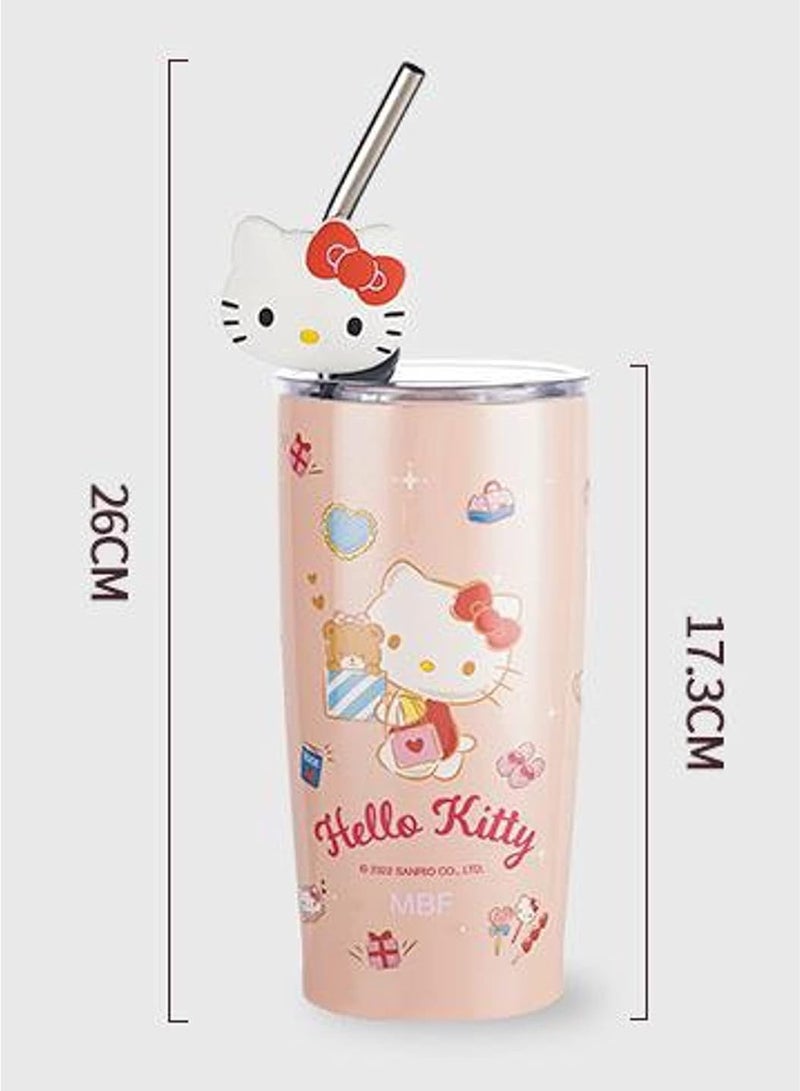 general Hello Kitty Glass with Lid and Straw 600ml - Image 3