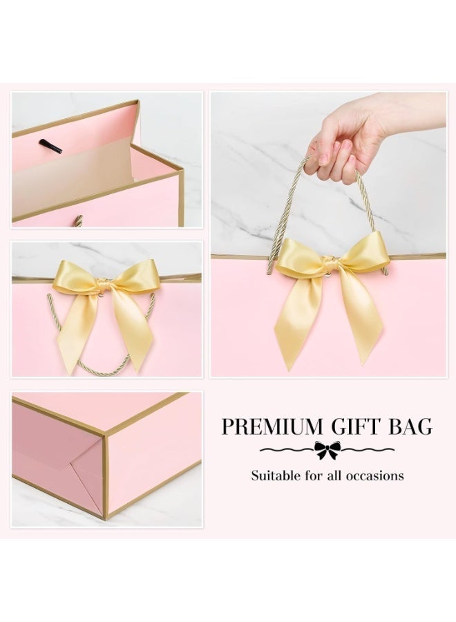RADIANCES 2PCS Pink Large Gift Bags, Paper Bags with Ribbon, Greeting Cards and Tissue Paper, Portable Party Bags with Handles, Birthday Gift Bags, Present Bags for Wedding Party, Party Supplies（32*25*11cm） - Image 4