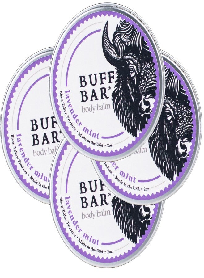 Big Crazy Buffalo Buff Bar Bison Tallow Balm Lavender Mint, All Purpose Skin Moisturizer, Dry Cracked Skin Hands Face Feet, Natural Non-Comedogenic Hydration, Sensitive Skin, 2 oz Tin (4-Pack) - Image 1