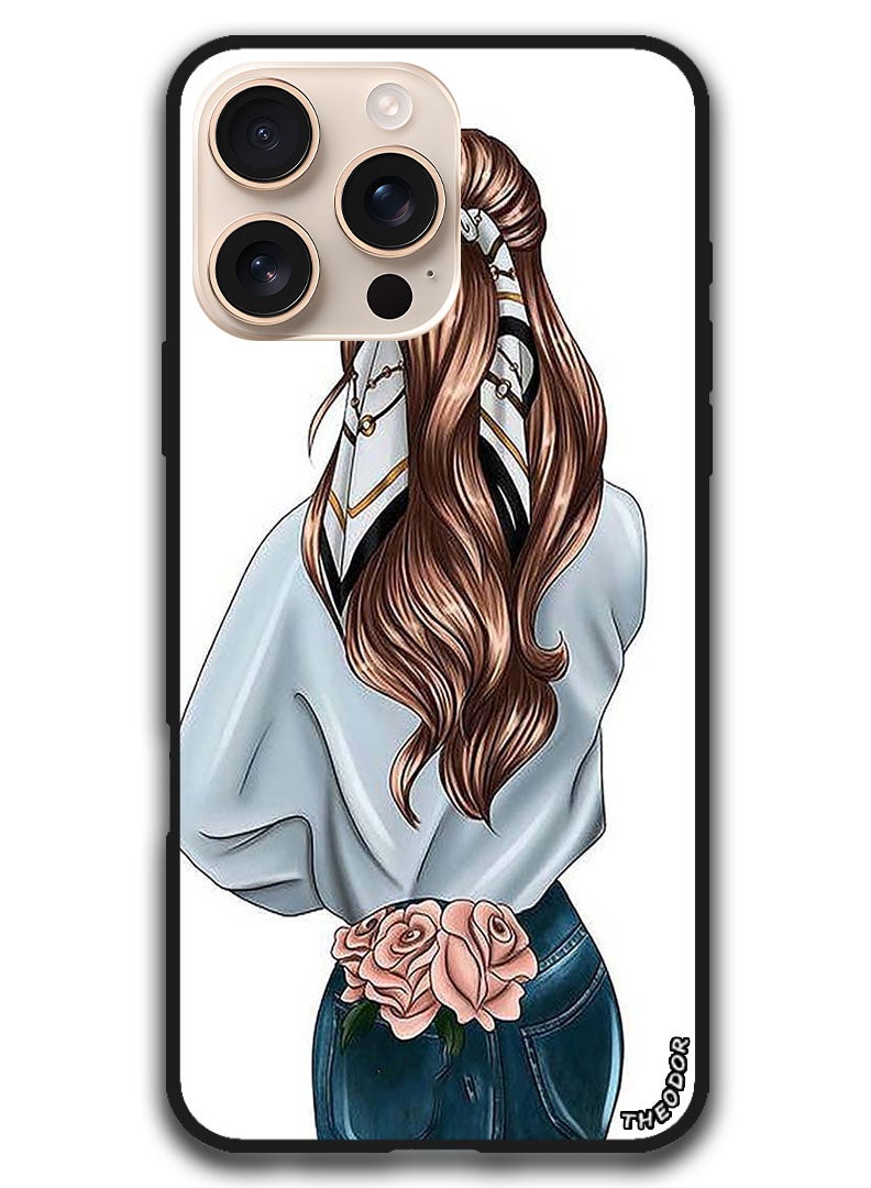 Theodor Protective Case Anti Scratch Shock Proof Bumper Cover For iPhone 16 Pro Max (6.9)-inch Pink Rose Girl - Image 1