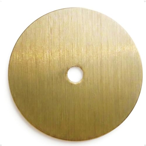 trust4care 4-Pack Satin Brushed Gold Round Large Backplate Rosette Brass Washers for Bifold Cabinet Knob Handles, Thick 2-1/3" Titanium Golden Back Plate Sheets for Bi-Fold Pull Doorknobs - Image 1
