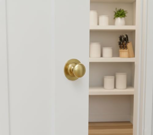 trust4care 4-Pack Satin Brushed Gold Round Large Backplate Rosette Brass Washers for Bifold Cabinet Knob Handles, Thick 2-1/3" Titanium Golden Back Plate Sheets for Bi-Fold Pull Doorknobs - Image 4