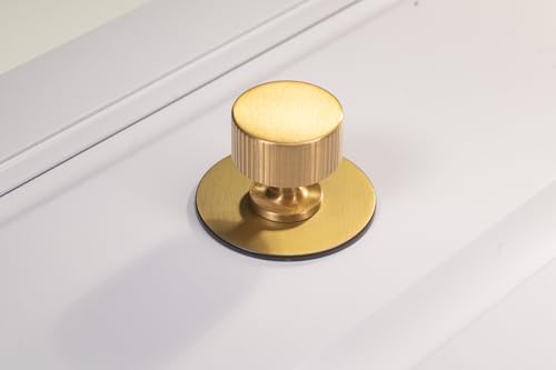 trust4care 4-Pack Satin Brushed Gold Round Large Backplate Rosette Brass Washers for Bifold Cabinet Knob Handles, Thick 2-1/3" Titanium Golden Back Plate Sheets for Bi-Fold Pull Doorknobs - Image 2