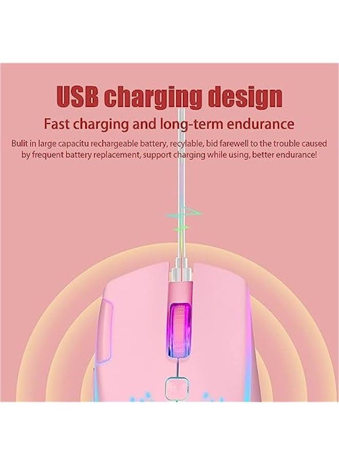 Generic - Wired gaming mouse, C30 silent wired click rechargeable gaming mouse, with double-click button and color LED light, 3-level adjustable DPI, suitable for gaming and work (pink) - Image 1