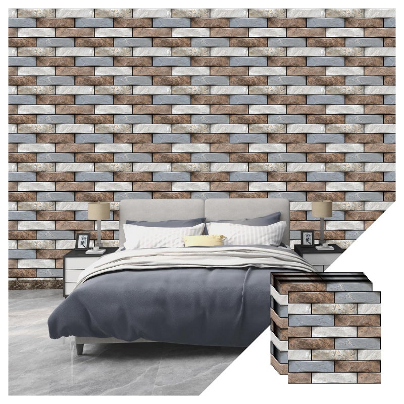 szgwtk 3D Wall Panels Peel and Stick,Faux Brick Wall Panel,10PCS 30x30cm Foam PVC Self Adhesive Wallpaper Application Such as Games Rooms, Offices, Hotels, Living Rooms, bedrooms and Kitchens. - Image 4