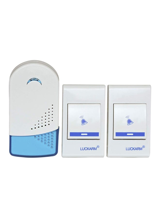 جرس باب لاسلكي مزدوج من البلاستيك باللونين الأبيض والأزرق من Luckarm