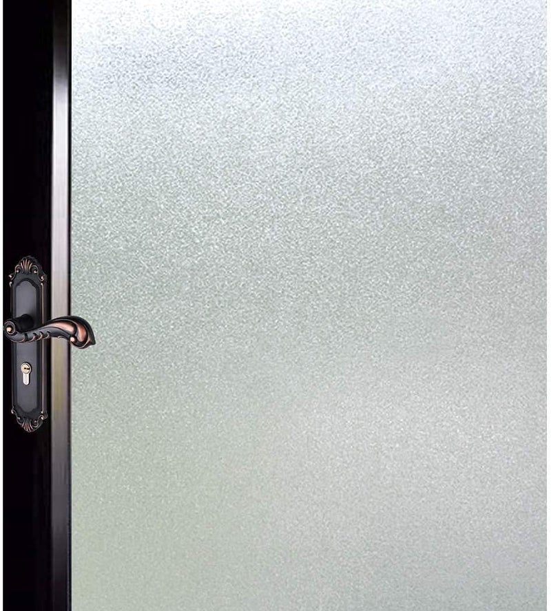 DUOFIRE Window Privacy Film Frosted Glass Window Film Static Cling No Glue AntiUV Window Cling Privacy Film Non Adhesive for Office Meeting Room Bathroom Living Room Pure Frosted 118 x 787 in