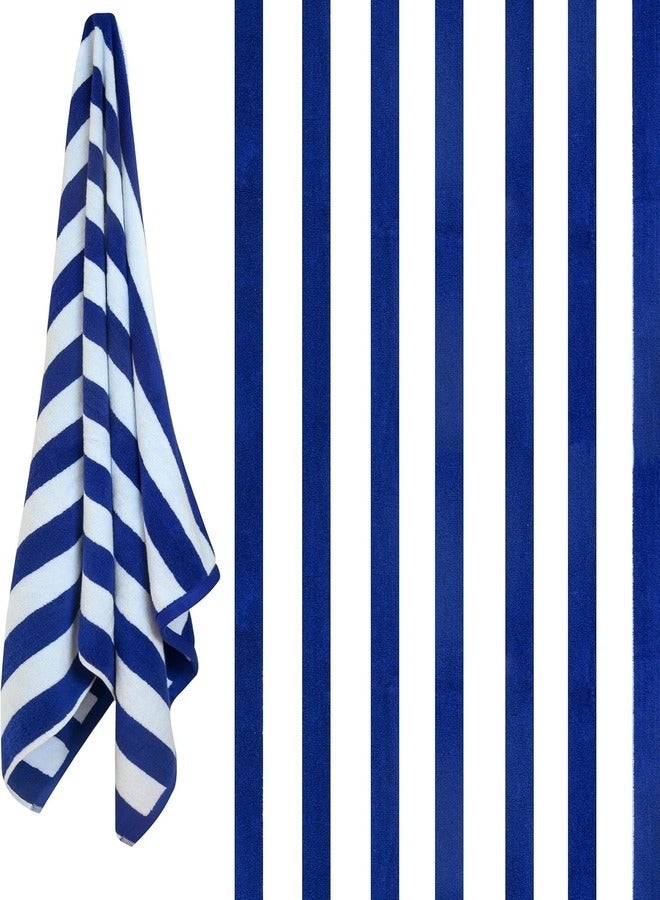 Oversized Beach Towels (2 Pack, 90x180 cm) - Extra Large 100% Cotton Summer Pool Cabana Stripe Highly Absorbent & Soft Towel (Beach Towel - 2PC, Blue) - Image 2