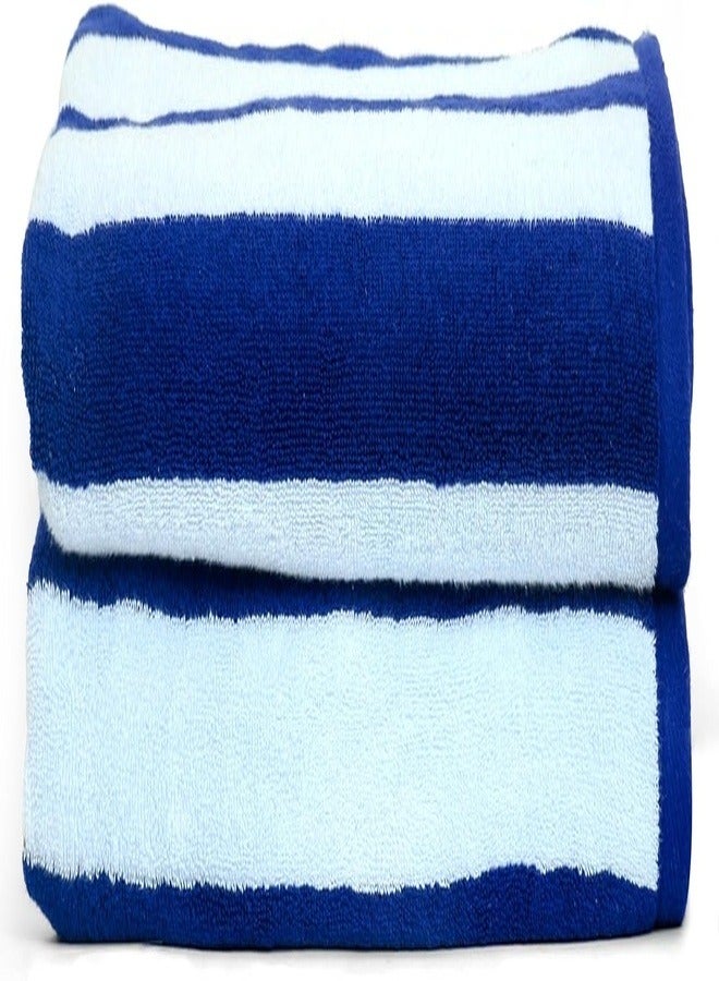 Oversized Beach Towels (2 Pack, 90x180 cm) - Extra Large 100% Cotton Summer Pool Cabana Stripe Highly Absorbent & Soft Towel (Beach Towel - 2PC, Blue) - Image 5
