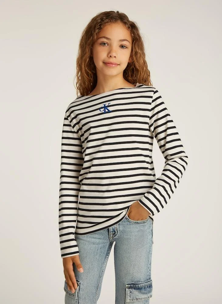 كالفن كلاين جينز Youth Boatneck Stripe T-Shirt