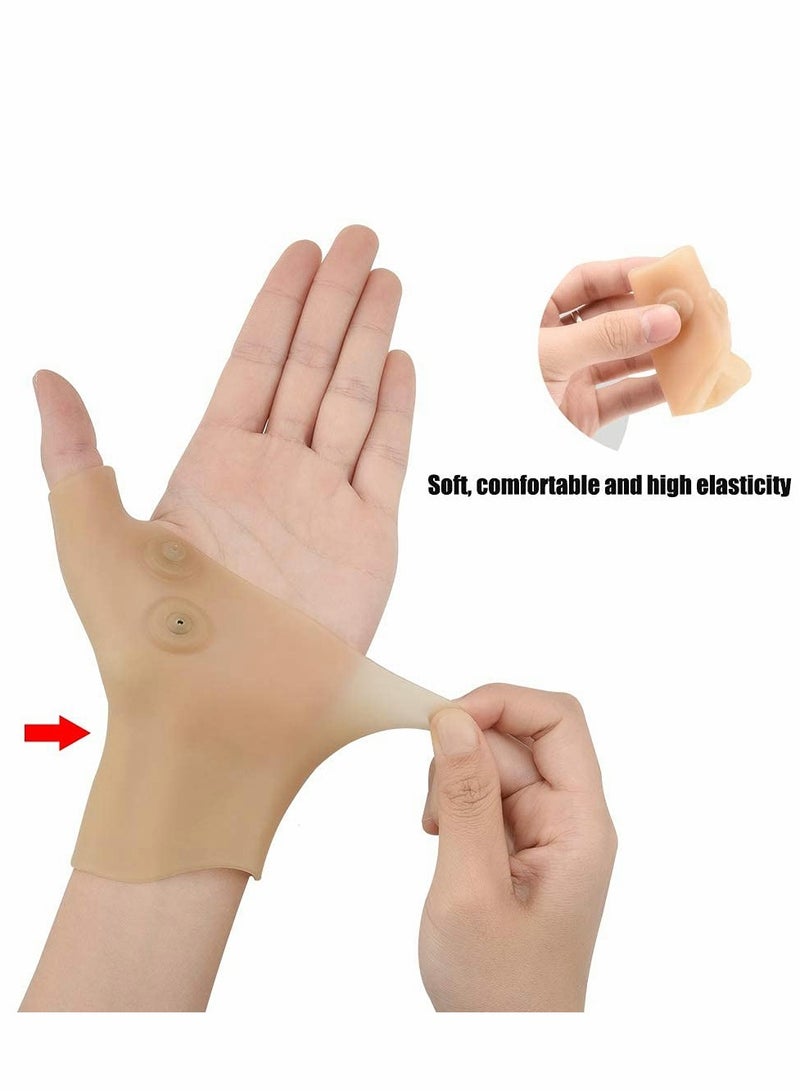 KASTWAVE Thumb Wrist Support Brace, 2 PCS Elastic Gel Arthritis Fingerless Glove with Magnetotherapy,Waterproof Wrist Compression Sleeve Splint for Sprained,Tendonitis,Carpal Tunnel Hand Joint Pain Relief - Image 3