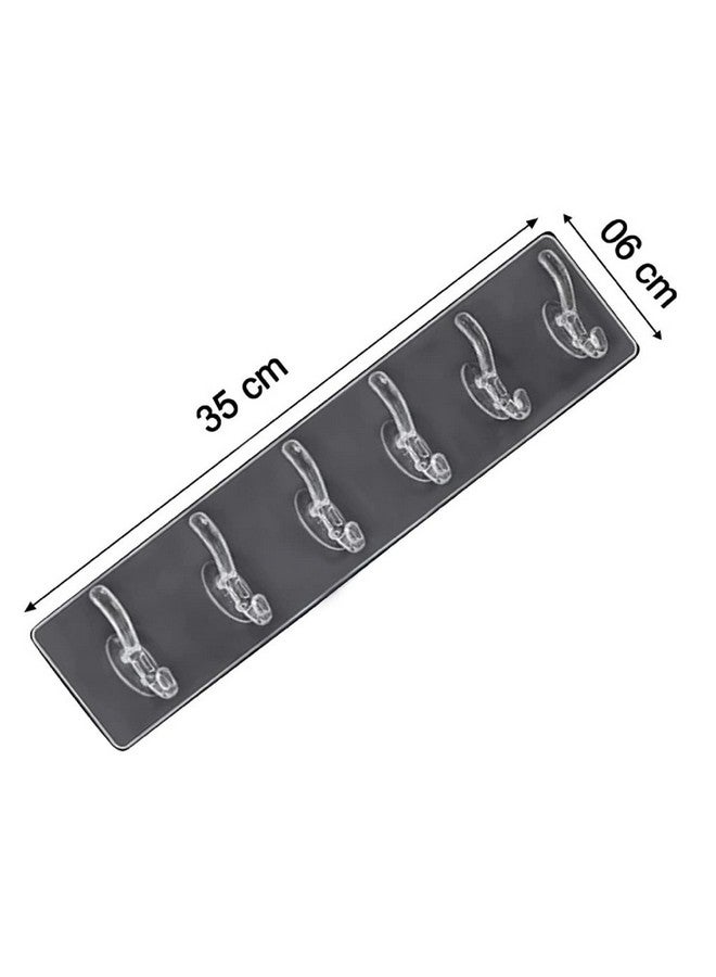KBS Wall Hanger Hooks for Hanging Clothes Home Kitchen Office Bathroom Bedroom Door Organizers Accessories Items (6-Hook-Hanger-Transparent, 1.00) - Image 5