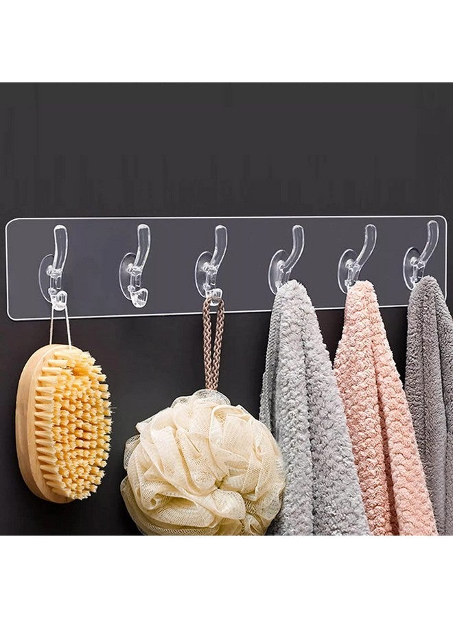 KBS Wall Hanger Hooks for Hanging Clothes Home Kitchen Office Bathroom Bedroom Door Organizers Accessories Items (6-Hook-Hanger-Transparent, 1.00) - Image 1