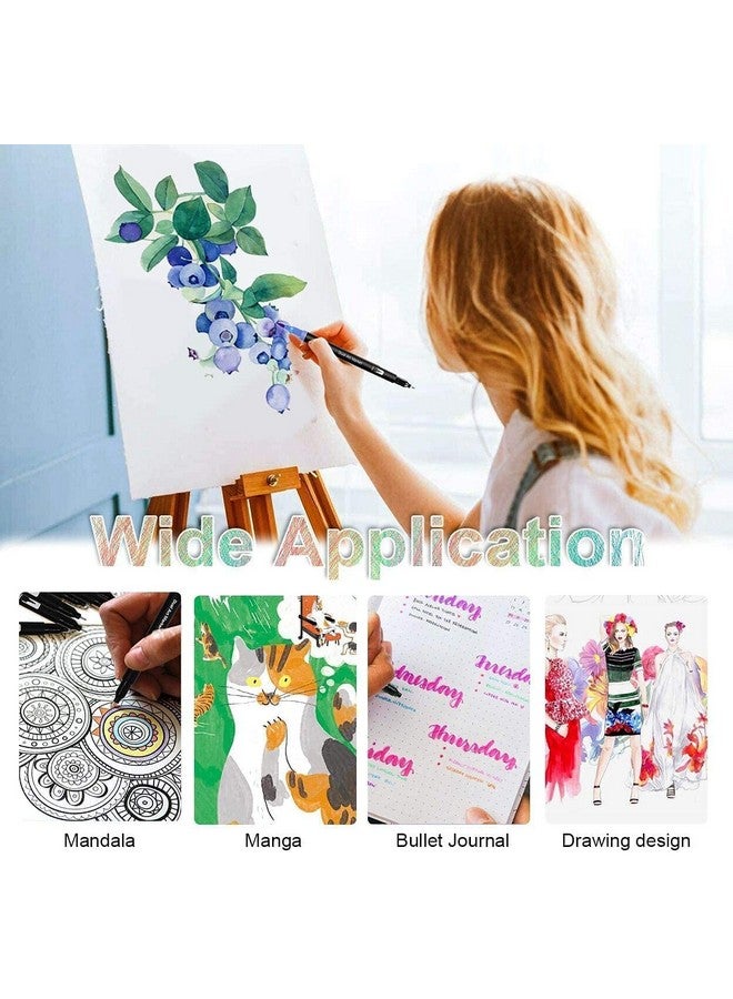 FI FIDROXIMPERIA Fidrox Premium 24 Set Sketch Pen Set Drawing Pen Dual Tip Brush Pens Markers for Drawing Brush Pens 24 Shades Art Markers Set Fineliner Color Pens Water Based Marker for Calligraphy Drawing Sketching - Image 2